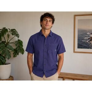 Urban Outfitters Mens XL Purple Textured Short Sleeve Button Down Shirt